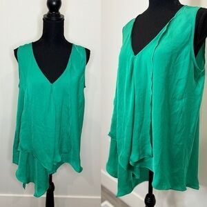 Ana Sousa Green Sleeveless V-Neck Women’s Blouse (Size 8)